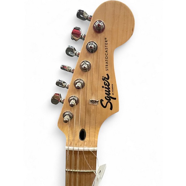 Used Squier Standard Stratocaster Black and White Solid Body Electric Guitar