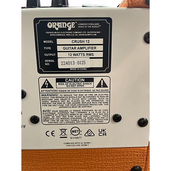 Used Orange Amplifiers Crush 12 Guitar Combo Amp