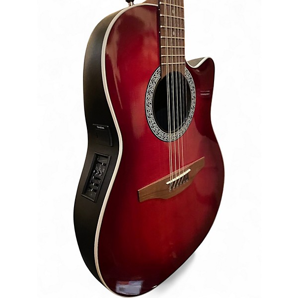 Used Ovation 6751 STANDARD BALLADEER67 Candy Red Burst 12 String Acoustic Electric Guitar