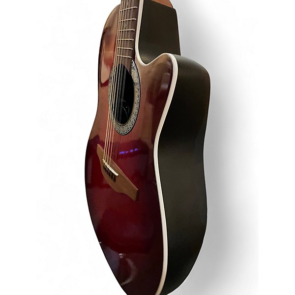 Used Ovation 6751 STANDARD BALLADEER67 Candy Red Burst 12 String Acoustic Electric Guitar