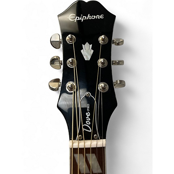 Used Epiphone Dove Pro WHITE Acoustic Electric Guitar