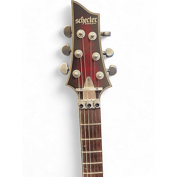 Used Schecter Guitar Research C1 Platinum FR Crimson Burst Solid Body Electric Guitar