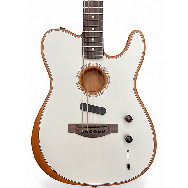 Used Fender Acoustasonic Player Telecaster White Acoustic Electric Guitar