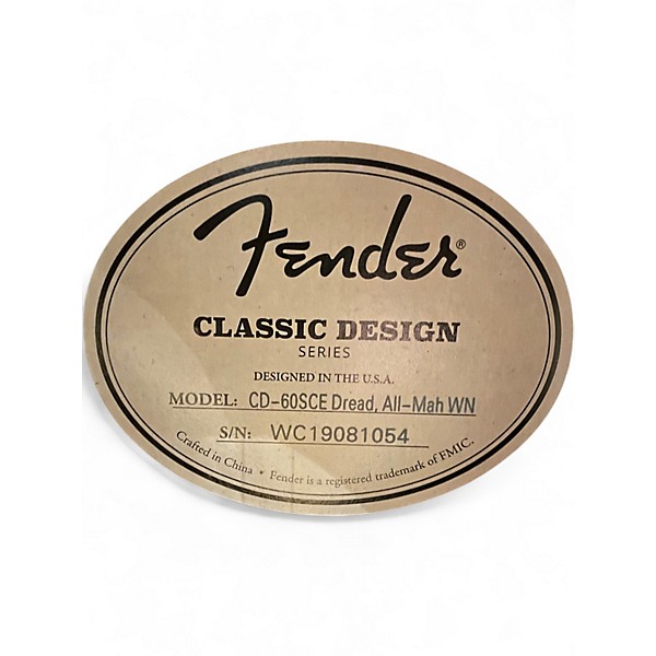 Used Fender cd60sce Mahogany Acoustic Electric Guitar