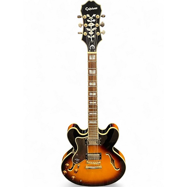Used Epiphone Sheraton II Left Handed Vintage Sunburst Hollow Body Electric Guitar