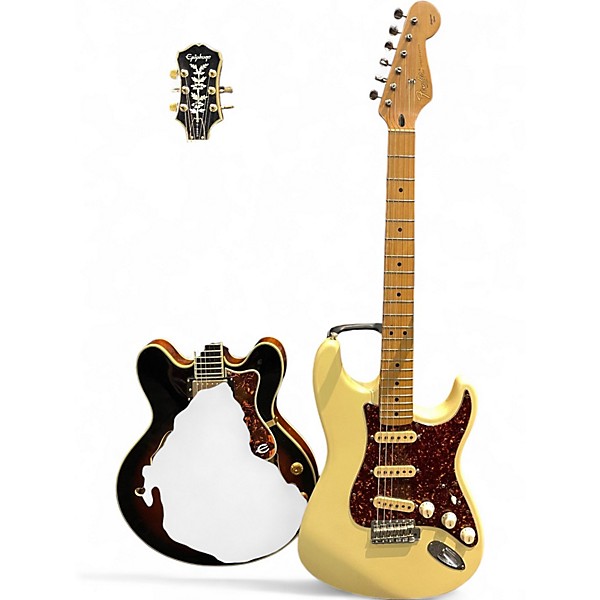 Used 1998 Fender California Strat White Solid Body Electric Guitar