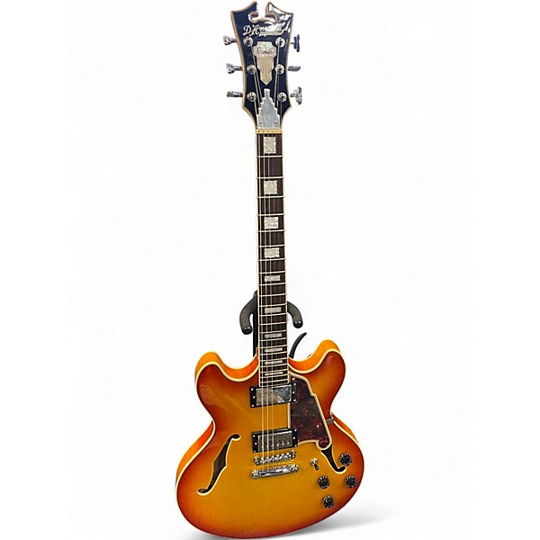 Used D'Angelico Premier DC Semi-Hollow Double Cutaway with Stop-Bar Tailpiec Dark Iced Tea Burst Hollow Body Electric Guitar