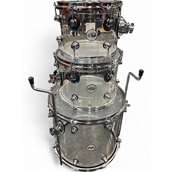 Used DW 4 Piece Design Series Acrylic Clear Drum Kit