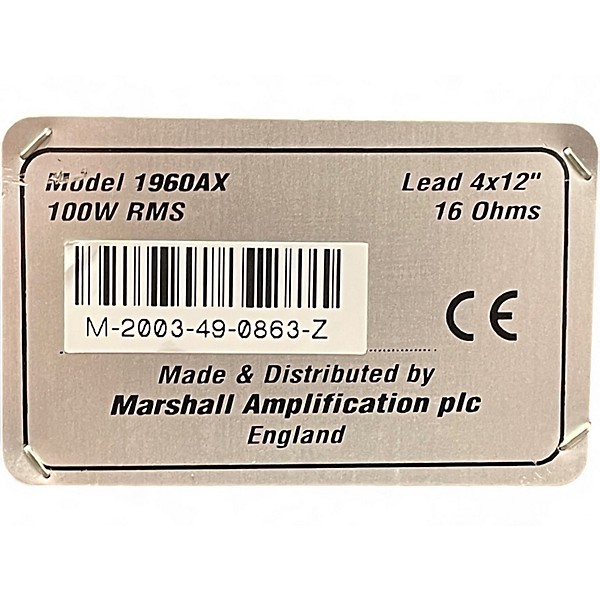 Used Marshall 1960AX 4x12 100W Classic Slant Guitar Cabinet