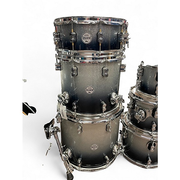 Used PDP by DW 7 Piece Concept Maple Black to Silver Sparkle Drum Kit