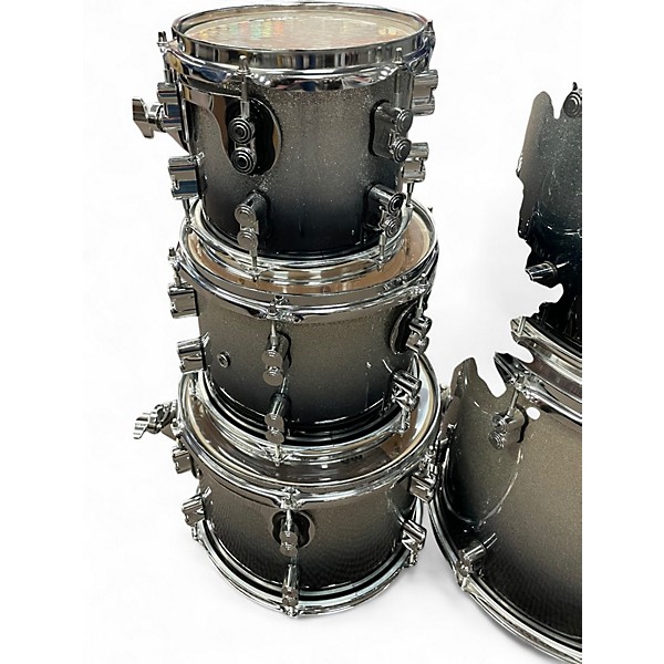 Used PDP by DW 7 Piece Concept Maple Black to Silver Sparkle Drum Kit