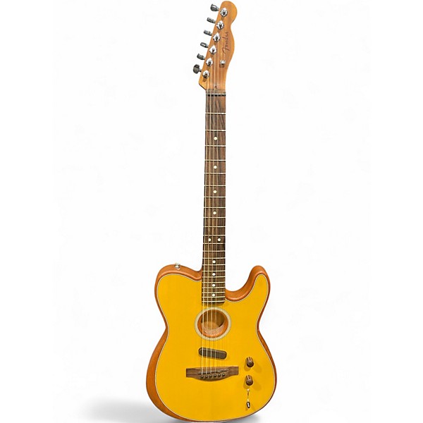 Used Fender Acoustasonic Player Telecaster Yellow Acoustic Electric Guitar