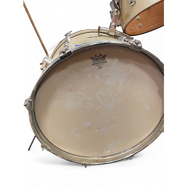 Vintage 1960s Slingerland 3 Piece DRUMS SILVER SPARKLE Drum Kit