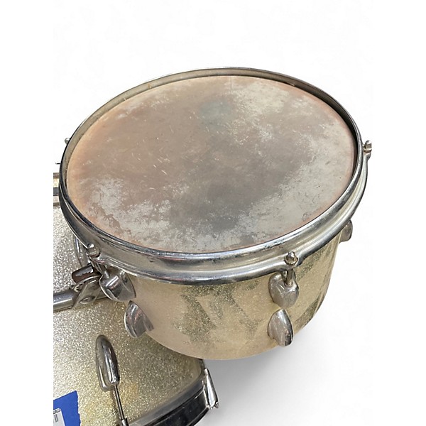 Vintage 1960s Slingerland 3 Piece DRUMS SILVER SPARKLE Drum Kit