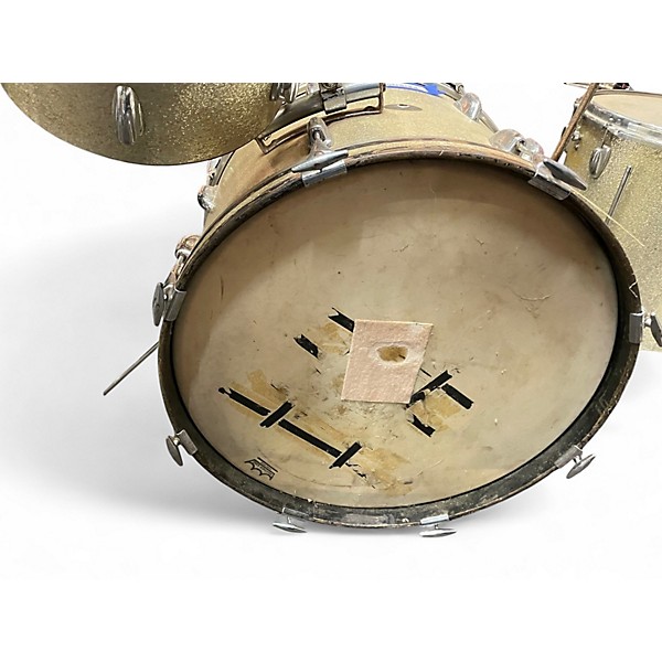 Vintage 1960s Slingerland 3 Piece DRUMS SILVER SPARKLE Drum Kit