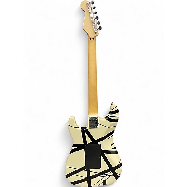 Used EVH Striped Series White with Black Stripes Solid Body Electric Guitar