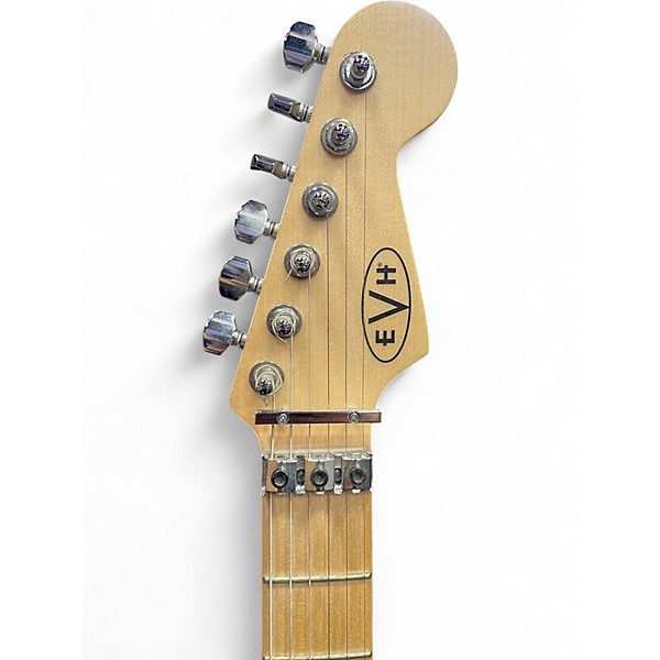 Used EVH Striped Series White with Black Stripes Solid Body Electric Guitar