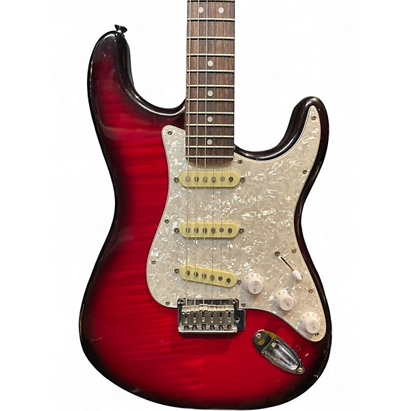 Used 2014 Squier Standard Stratocaster Crimson Red Trans Solid Body Electric Guitar