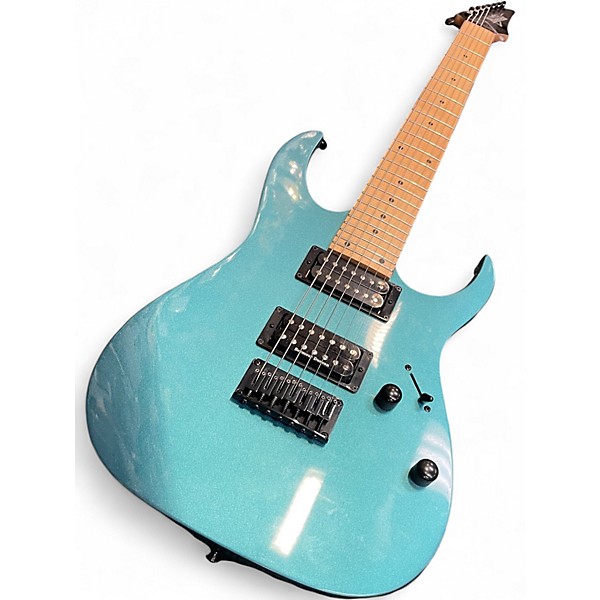 Used Ibanez GRG7221M GRG Series 7-String Metallic Light Blue Solid Body Electric Guitar