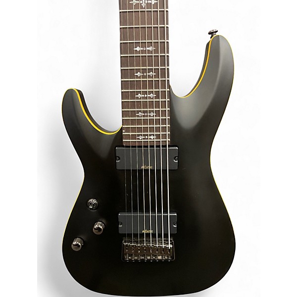 Used Schecter Guitar Research DEMON-8 LEFT HANDED Satin Black Solid Body Electric Guitar