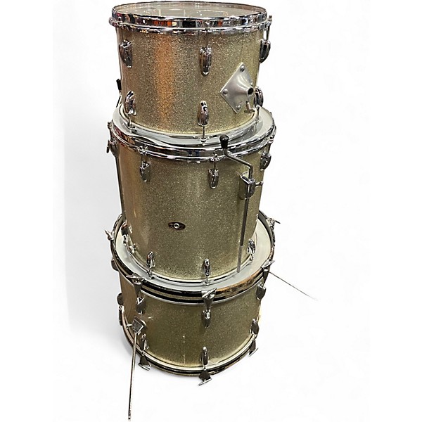 Vintage 1960s Slingerland 3 Piece Bop Silver Sparkle Drum Kit