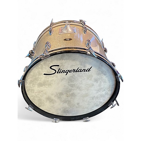 Vintage 1960s Slingerland 3 Piece Bop Silver Sparkle Drum Kit