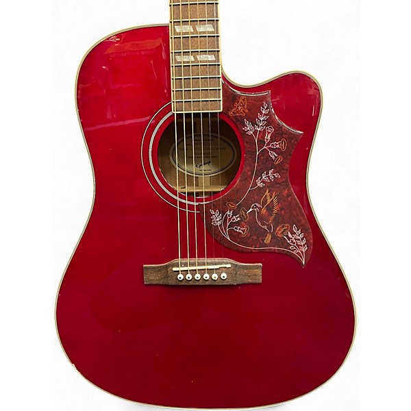 Used 2020s Epiphone Hummingbird Crimson Red Burst Acoustic Guitar