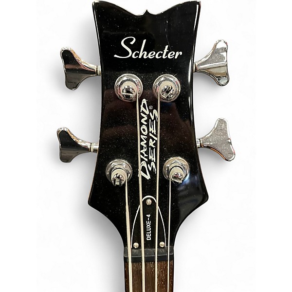 Used Schecter Guitar Research Stiletto Deluxe 4 String Black Electric Bass Guitar