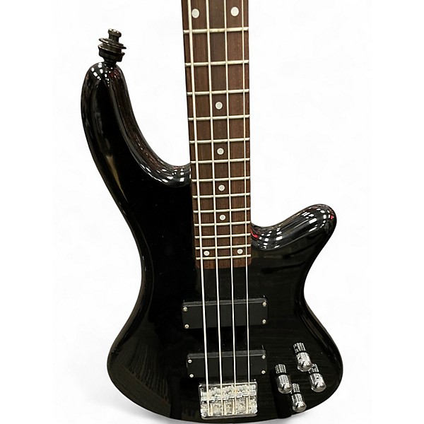 Used Schecter Guitar Research Stiletto Deluxe 4 String Black Electric Bass Guitar