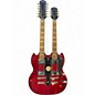 Used Epiphone G1275 Double Neck Crimson Red Trans Solid Body Electric Guitar thumbnail