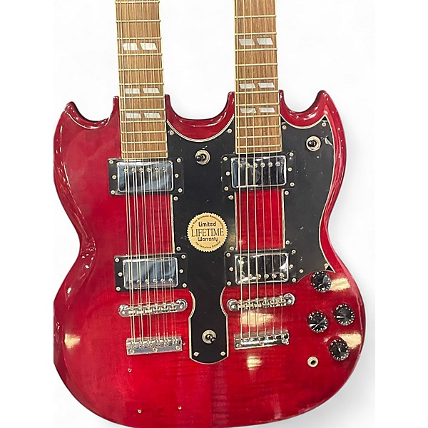 Used Epiphone G1275 Double Neck Crimson Red Trans Solid Body Electric Guitar