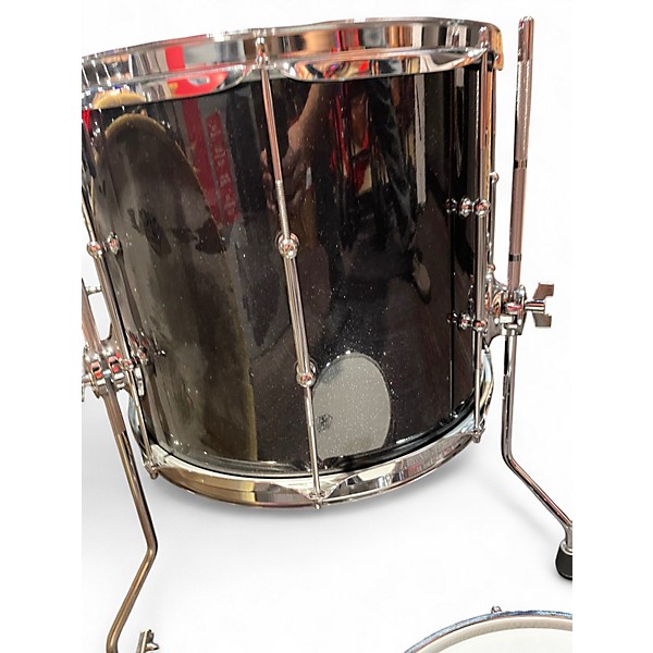 Used SJC Drums 3 Piece Deville Busker black sparkle Drum Kit