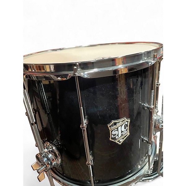 Used SJC Drums 3 Piece Deville Busker black sparkle Drum Kit