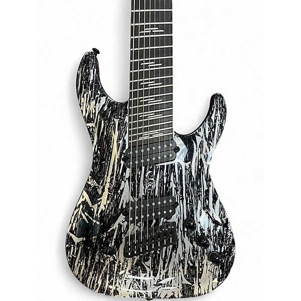 Used Schecter Guitar Research C8 SILVER MOUNTAIN MULTISCALE Metallic Silver Solid Body Electric Guitar