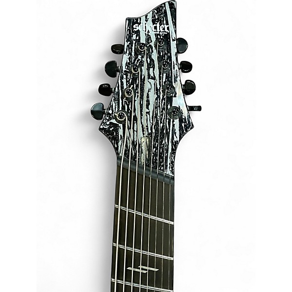 Used Schecter Guitar Research C8 SILVER MOUNTAIN MULTISCALE Metallic Silver Solid Body Electric Guitar