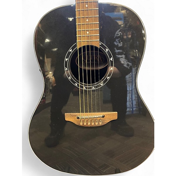 Used Ovation ULTRA 1516PBM PITCH BLACK Acoustic Electric Guitar