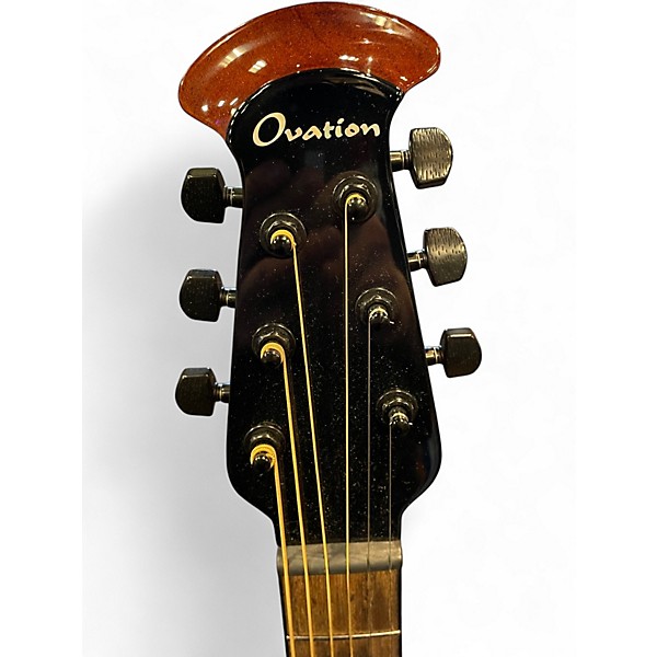 Used Ovation ULTRA 1516PBM PITCH BLACK Acoustic Electric Guitar