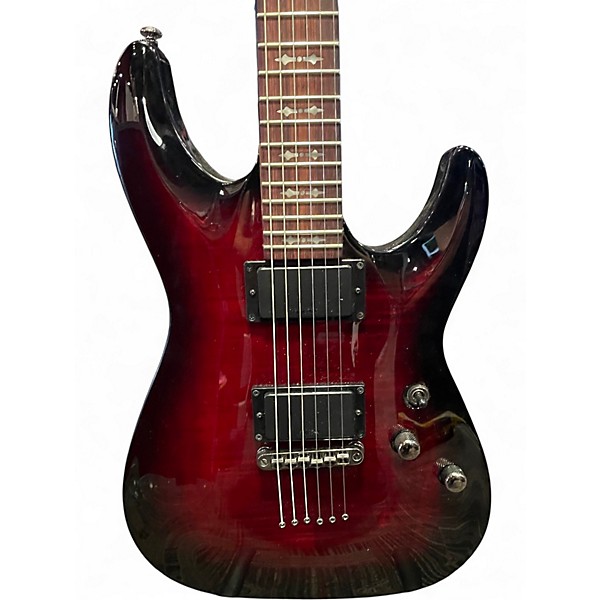 Used Schecter Guitar Research Diamond Series PT Crimson Red Burst Solid Body Electric Guitar