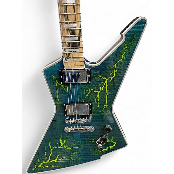 Used Schecter Guitar Research E1 Electro Resin Transparent Blue Solid Body Electric Guitar