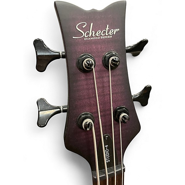 Used Schecter Guitar Research Studio 4 Purple Burst Electric Bass Guitar