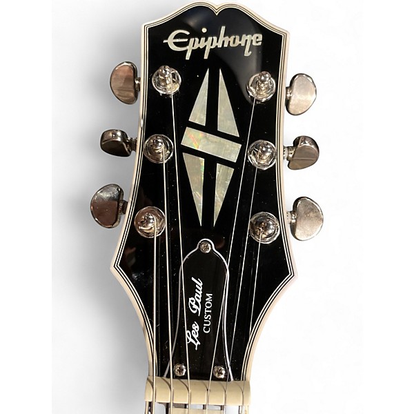 Used 2021 Epiphone Les Paul Custom Silverburst Solid Body Electric Guitar