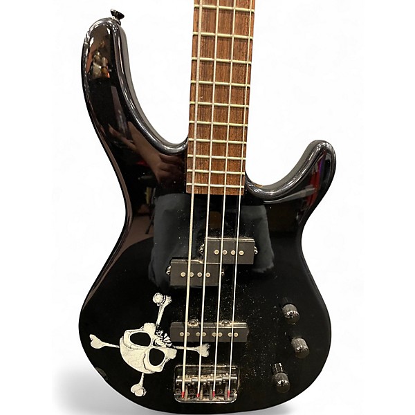 Used Squier MB4 Skull & Crossbones Black Electric Bass Guitar