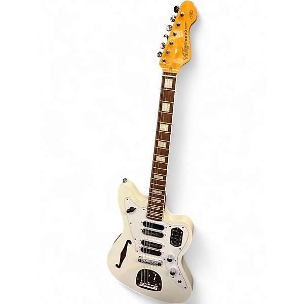 Used Vintage Revo Series Surfmaster Quad White Solid Body Electric Guitar