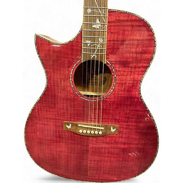Used Lindo Dandelion Left Handed Dandelion Pink Acoustic Electric Guitar