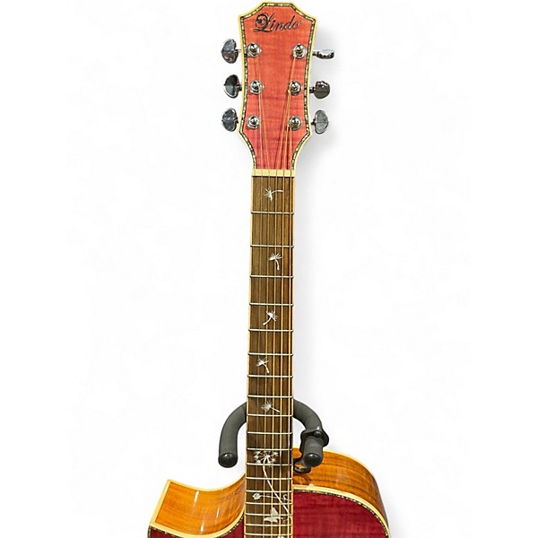 Used Lindo Dandelion Left Handed Dandelion Pink Acoustic Electric Guitar