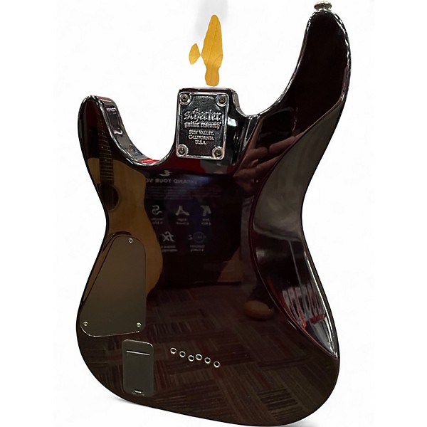 Used Schecter Guitar Research Demon 6 RED BURST FLAME Solid Body Electric Guitar