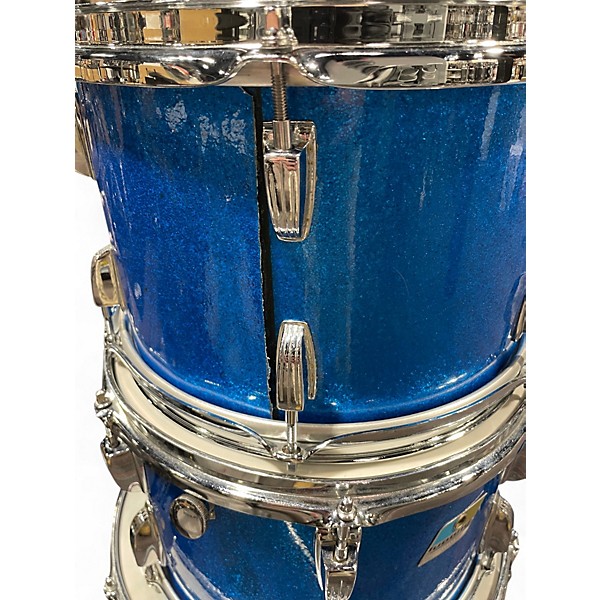Used 1970s Ludwig 4 Piece Big Beat Blue Sparkle Drum Kit