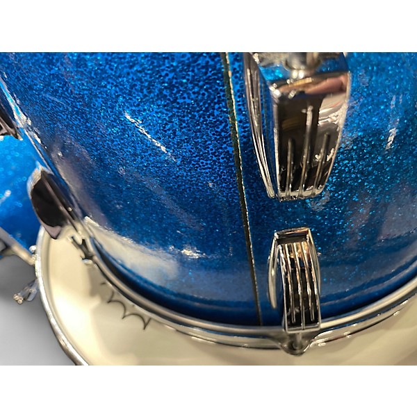 Used 1970s Ludwig 4 Piece Big Beat Blue Sparkle Drum Kit