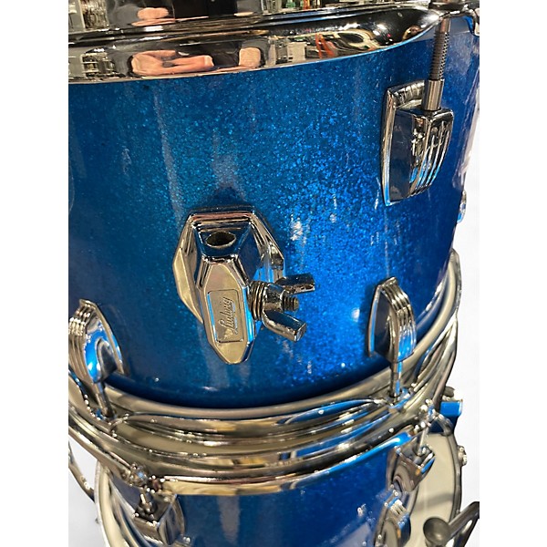 Used 1970s Ludwig 4 Piece Big Beat Blue Sparkle Drum Kit