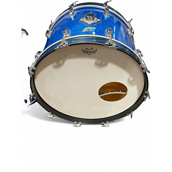 Used 1970s Ludwig 4 Piece Big Beat Blue Sparkle Drum Kit